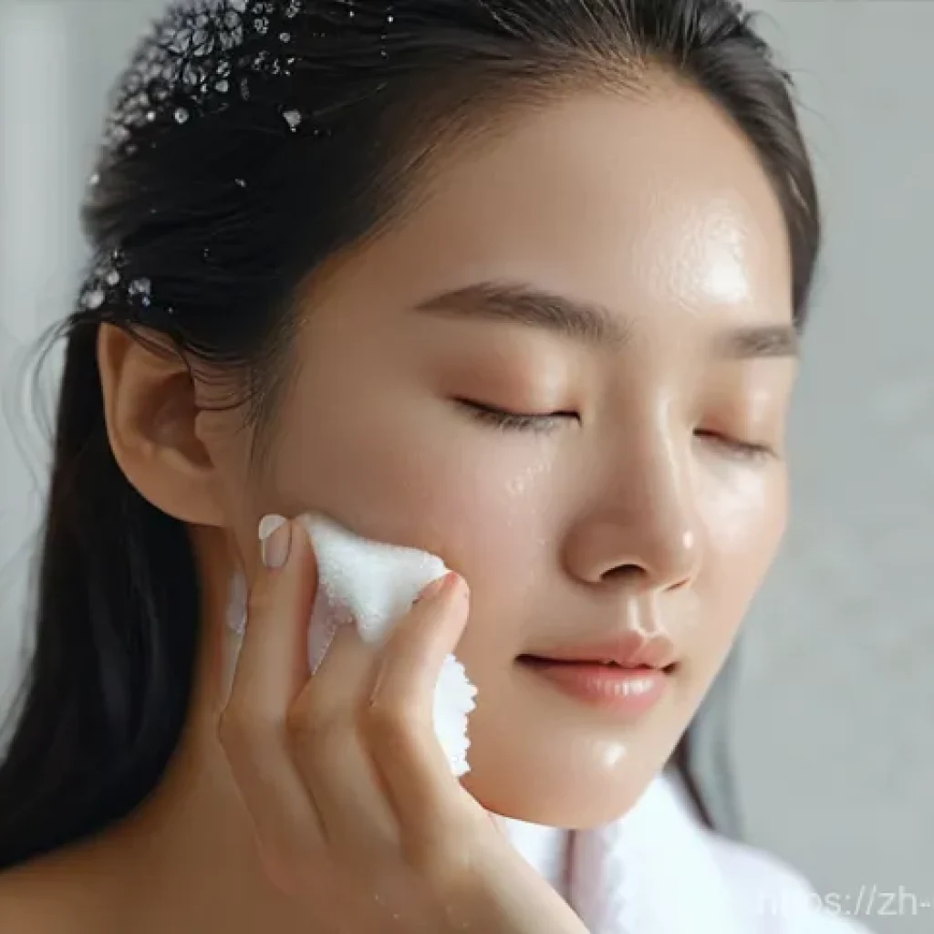 천연비누 비타민 E - **Prompt 1: The First Touch of Radiance**
A close-up, hyper-realistic studio shot of a serene yo...