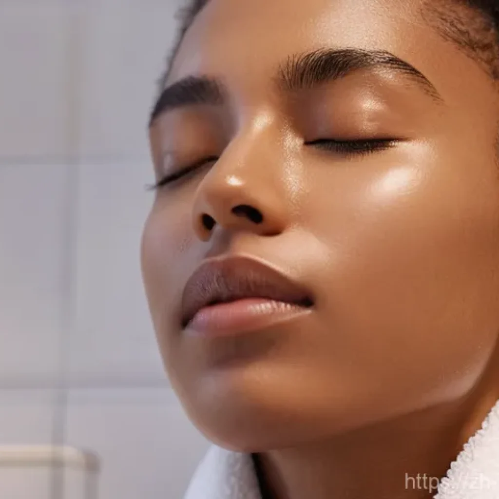 천연비누 피부 진정 효과 - A close-up of a person's face with eyes gently closed, enjoying the application of rich, creamy foam...