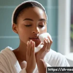 천연비누를 고르는 법 - **Prompt:** A brightly lit, inviting bathroom scene. A young woman with clear, glowing skin is gentl...