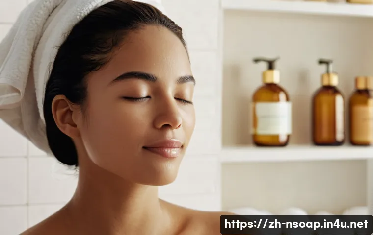 천연비누 사용 후기 - **Prompt 1: Serene Cleansing Ritual**
    A tranquil and elegant scene of a woman in her late 20s to...