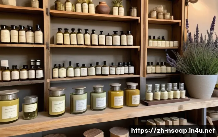 천연비누 원료 구입처 - A cozy artisan soap-making workshop scene featuring a variety of natural soap ingredients neatly dis...