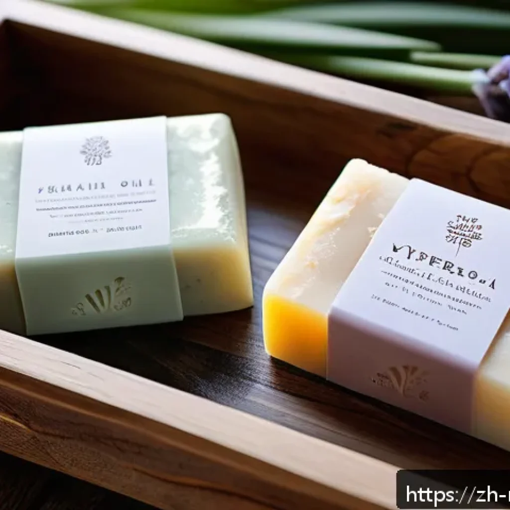 천연비누 품질 좋은 브랜드 - A serene, natural skincare scene featuring artisanal handmade soap bars made with rich olive oil, co...