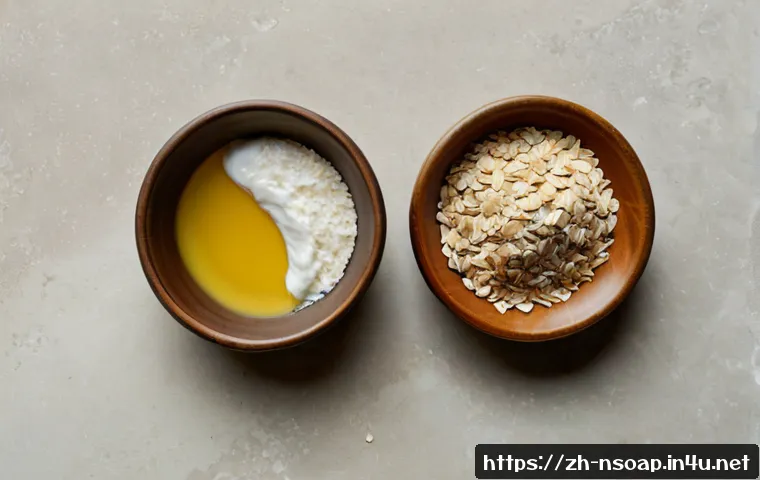 천연비누 재료 추천 - Photorealistic overhead flat lay of natural handmade soap ingredients on a clean light stone counter...